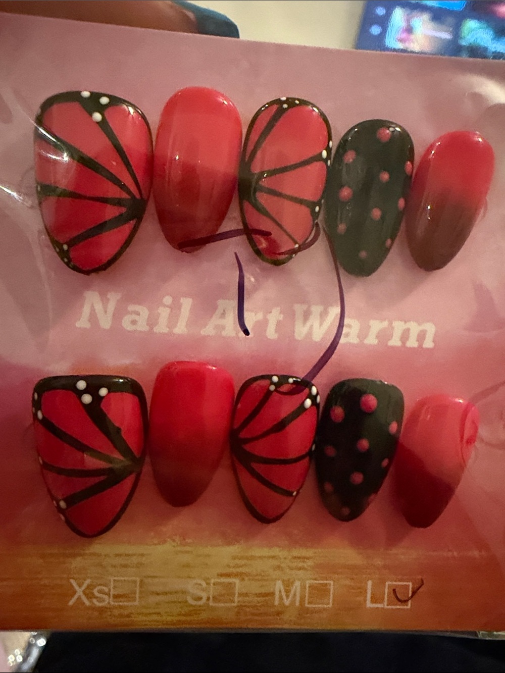 Red & Black Press-On Nail Set
